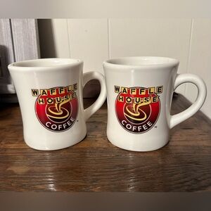 Waffle House White Coffee Mugs - Set of 2